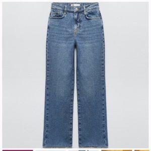 Zara High Waisted Straight Raw Hem Jeans - brand new with tags removed!